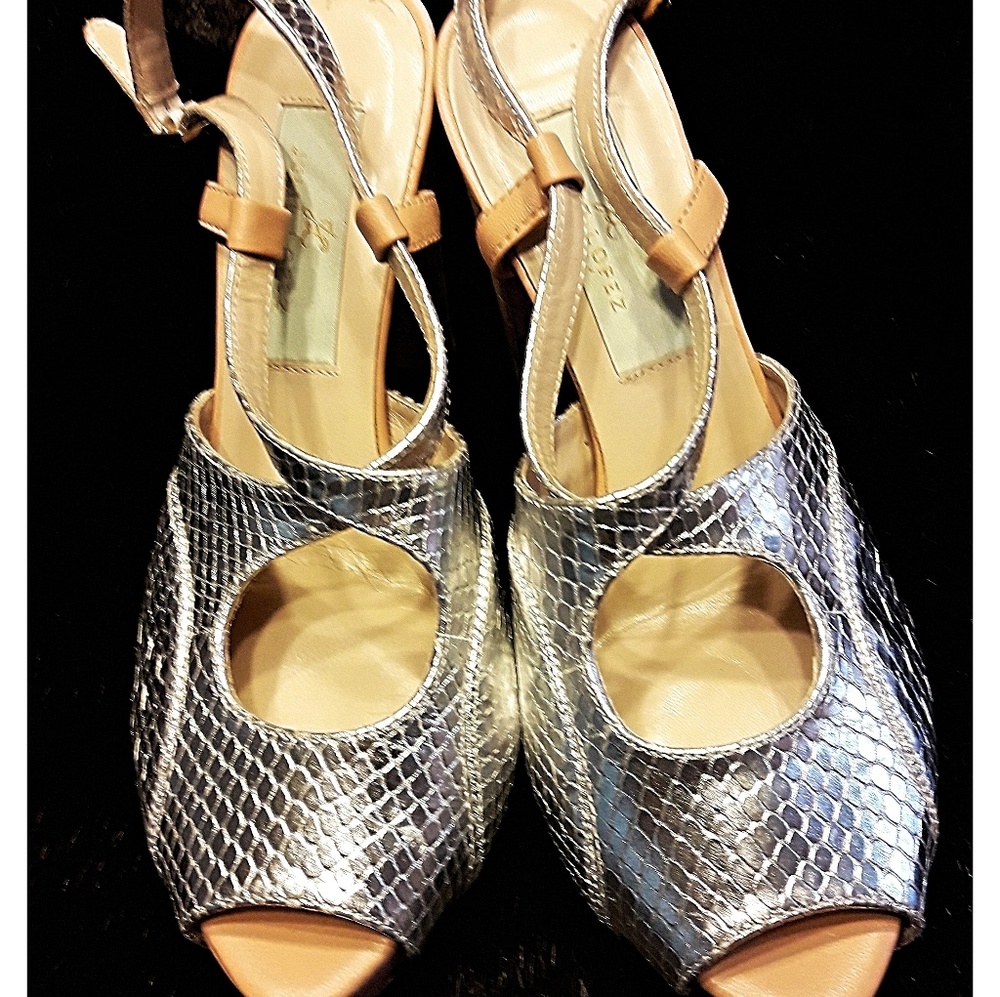 Julie Lopez Italian Peep Toe Sandal Heels